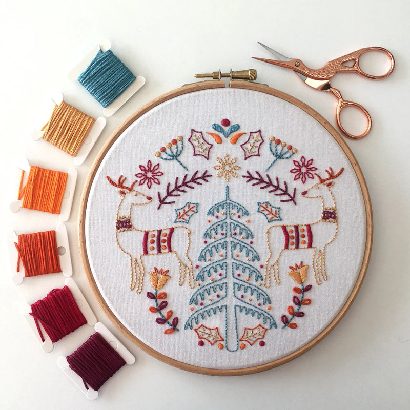 Folk Art-Style Christmas Embroidery Kit