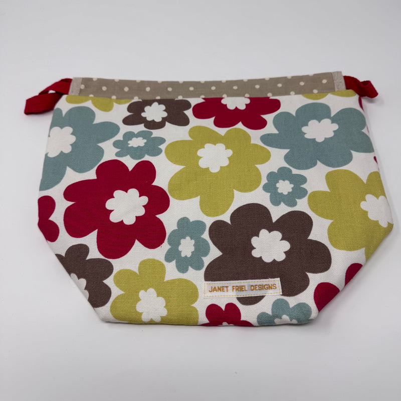 Medium Handmade Drawstring Project Bag – Floral Design