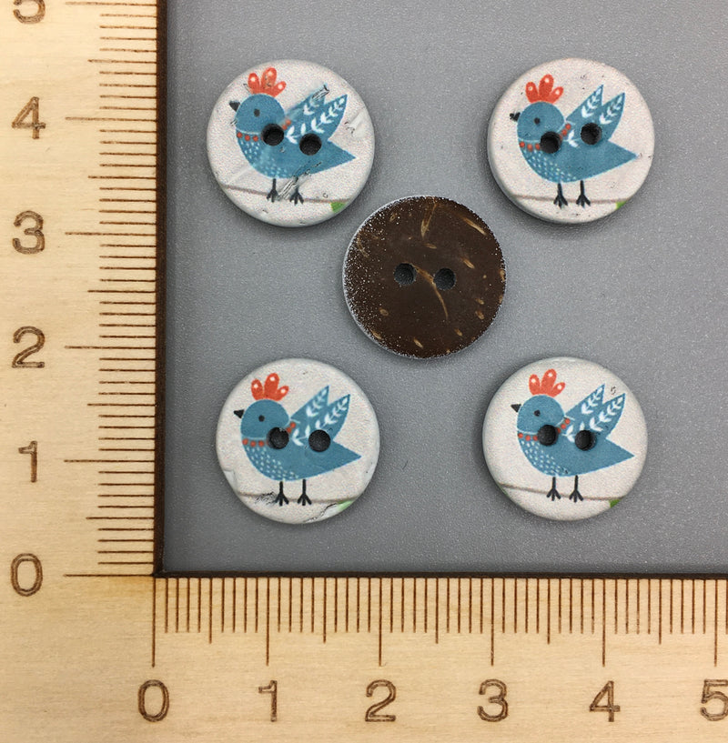 Little Bird Button - Blue B032